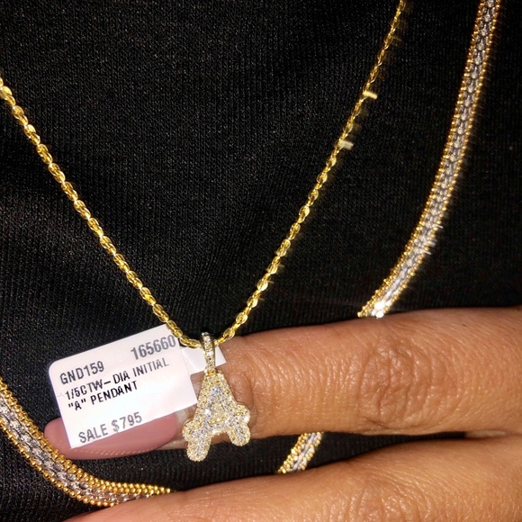 Stunning 10k solid gold real Diamond A initial charm NOT CZ NOT PLATED Best Gift - Picture 6 of 11